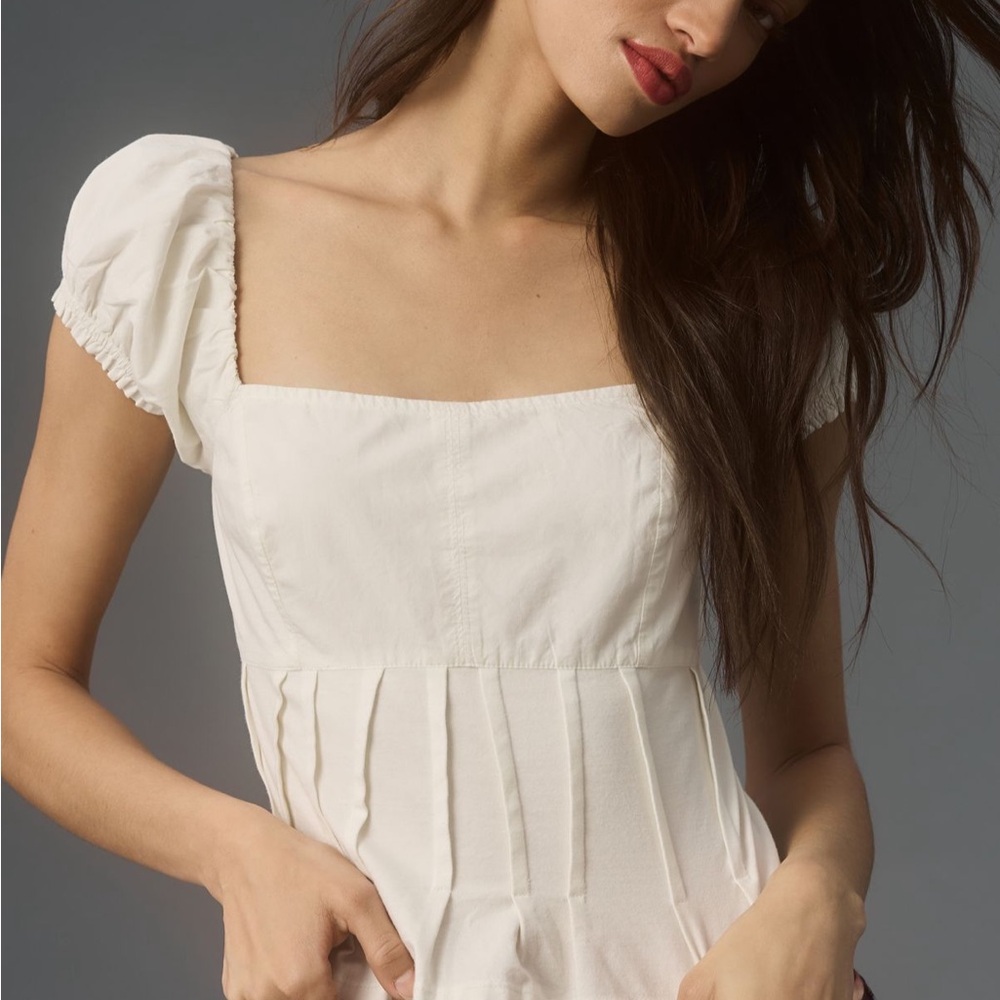 By Anthropologie Puffed Cap-Sleeve Corset Top